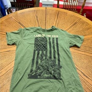 Green Graphic T-Shirt with 'Home of the Brave'